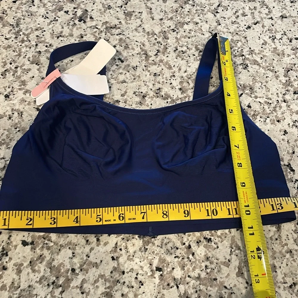 Hanes Navy Sports Bra, reversible bralette, no clasp no cups, NWT, sz Large - Picture 7 of 7